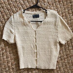 ASOS Crew neck Knit button up short sleeve Cardigan